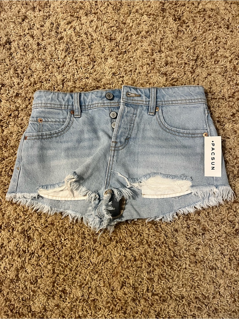 PacSun Light Wash Distressed Denim Cutoff Shorts